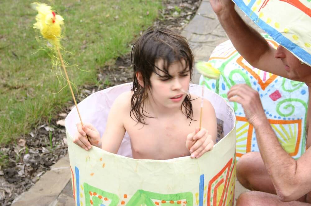 Easter 2X Eggs Outdoors photos - A nude person strives for inner harmony and peace of mind