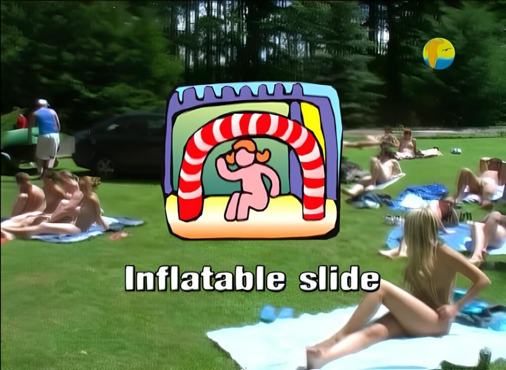 Naturist: Freedom: Inflatable Slide - Mutual respect and trust are important components of the nudist and naturist community