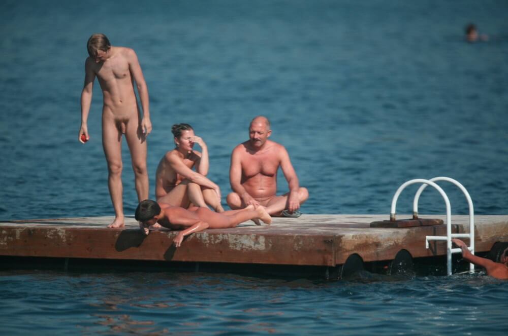 Naturist Family Water Slab pics - The Cult of Nudity Is Open to All